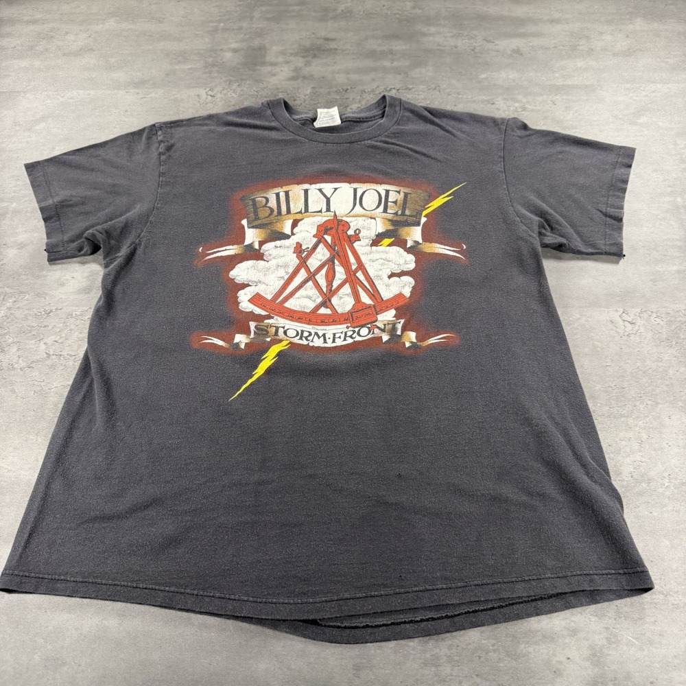 Vintage 80s Billy Joel Storm Front Shirt XL Fit M Faded Thin USA Single Stitch